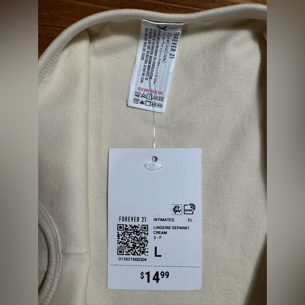 NWT Forever 21 Seamless Cami Tank‎ Bodysuit Cream/Ivory Basic Size Large - Picture 4 of 6